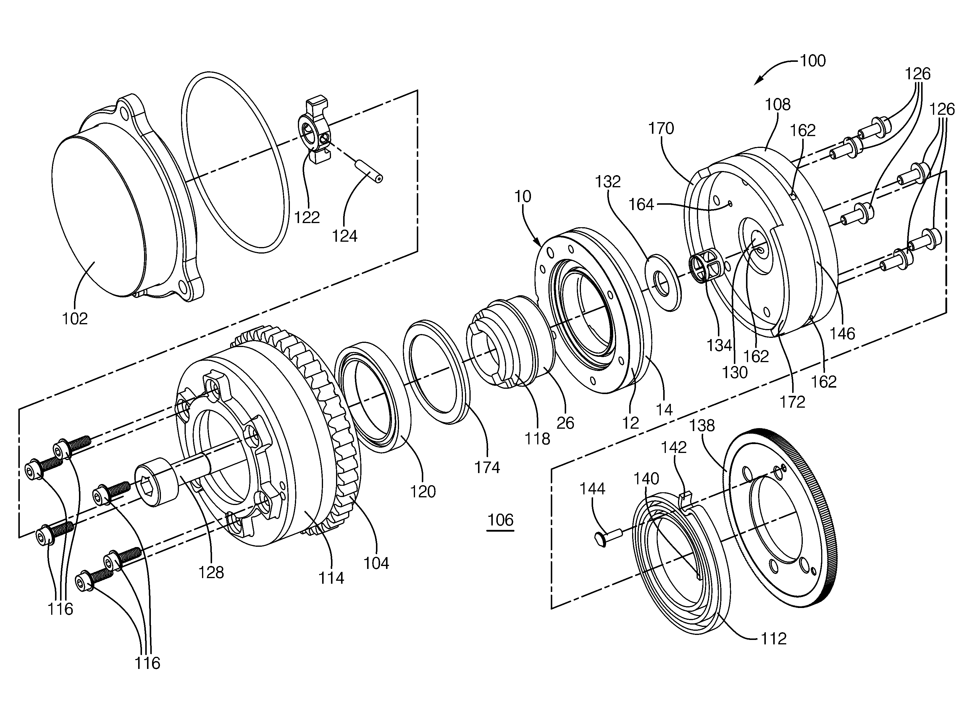 Harmonic Drive Camshaft Phaser with a Harmonic Drive Ring to Prevent Ball Cage Deflection