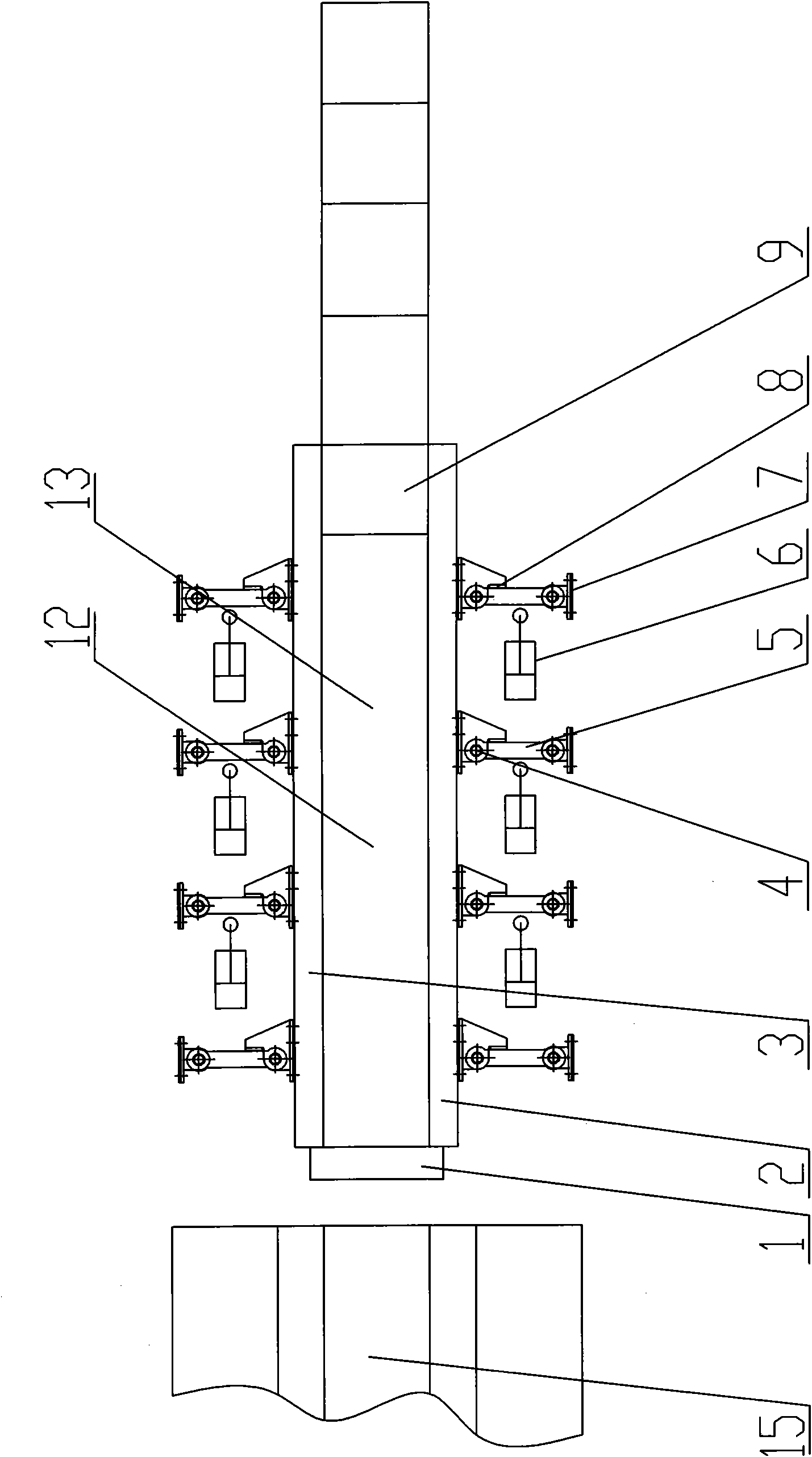 Device ensuring rear side movement of double movable walls of coal chute