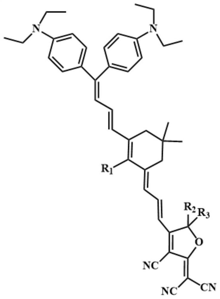 Double-donor organic optical nonlinear chromophore modified by thio-isophorone bridge as well as synthesis method and application of double-donor organic optical nonlinear chromophore