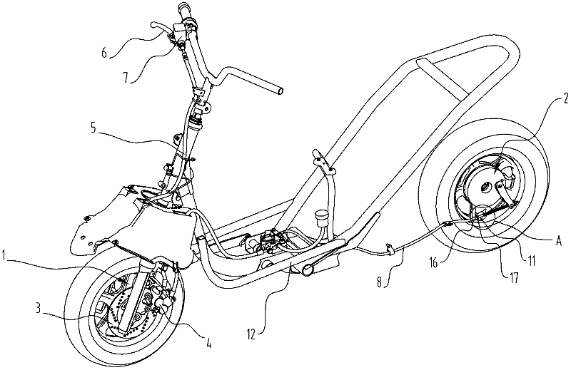 Force application mechanism for linkage and braking of motorcycle