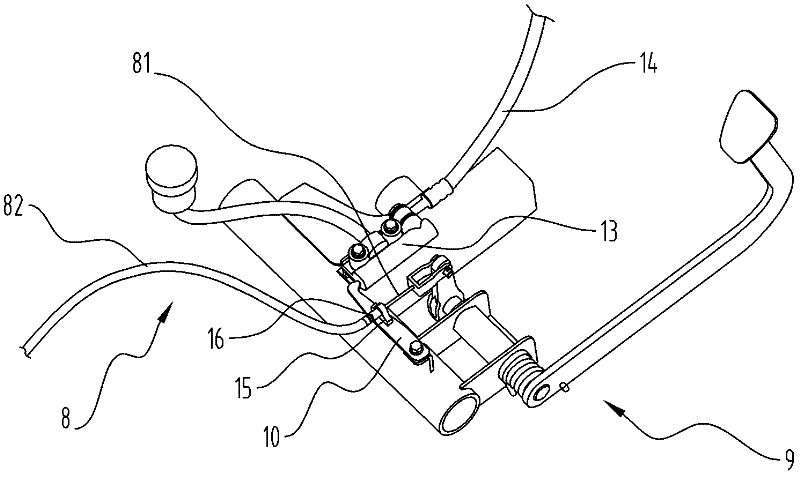 Force application mechanism for linkage and braking of motorcycle