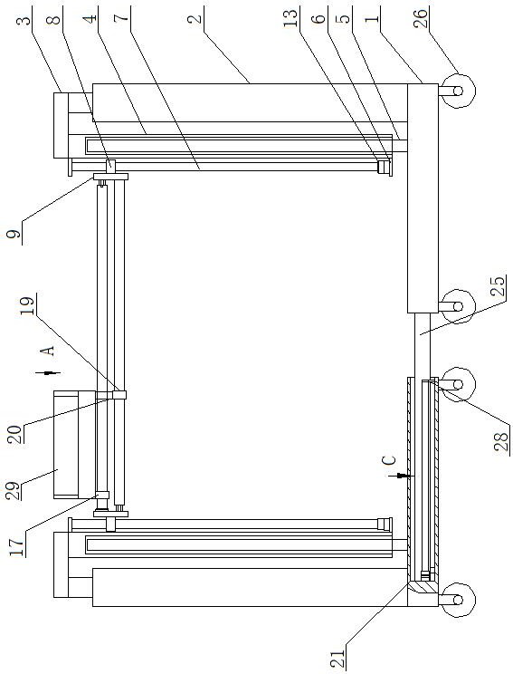 Auxiliary tool for drawing lines with arc curves for mural drawing