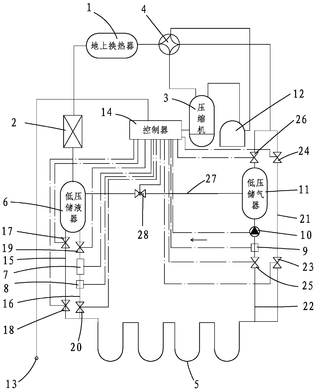 Direct expansion type ground source heat pump refrigerant leakage-proof device and method thereof