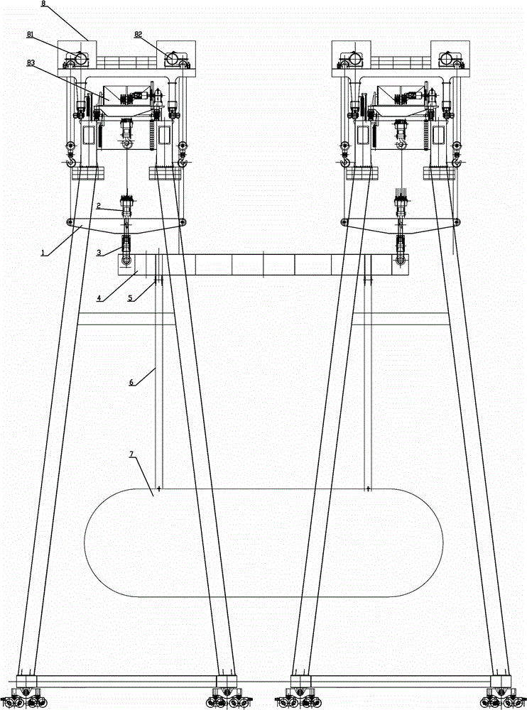 Rotary lifting appliance suitable for double-crane lifting