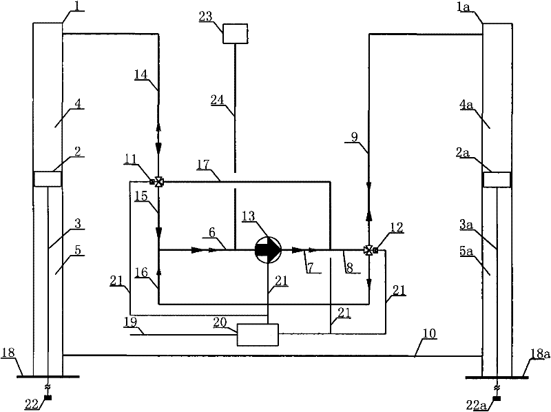 Hydraulic energy-saving multi-well pumping unit