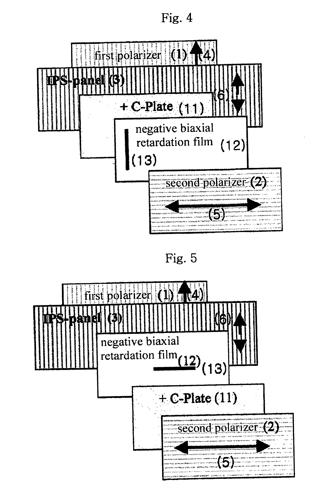 In-plane switching liquid crystal display comprising compensation film for angular field of view using negative biaxial retardation film and (+) C- plate