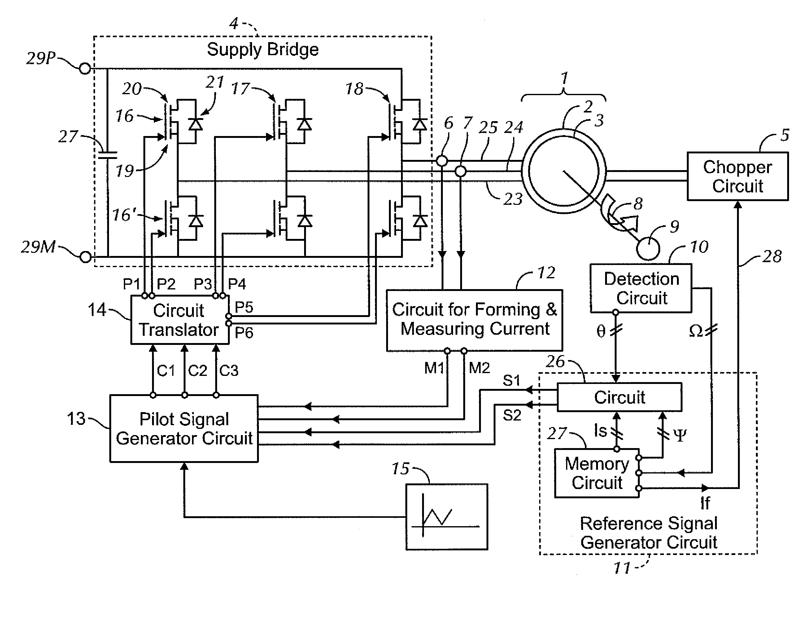 Pulse width modulation control circuit for a multimode electrical machine, and a multimode electrical machine equipped with such a control circuit