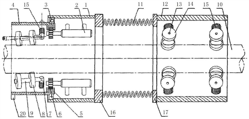 A helical traveling robot with variable diameter outside the pipe