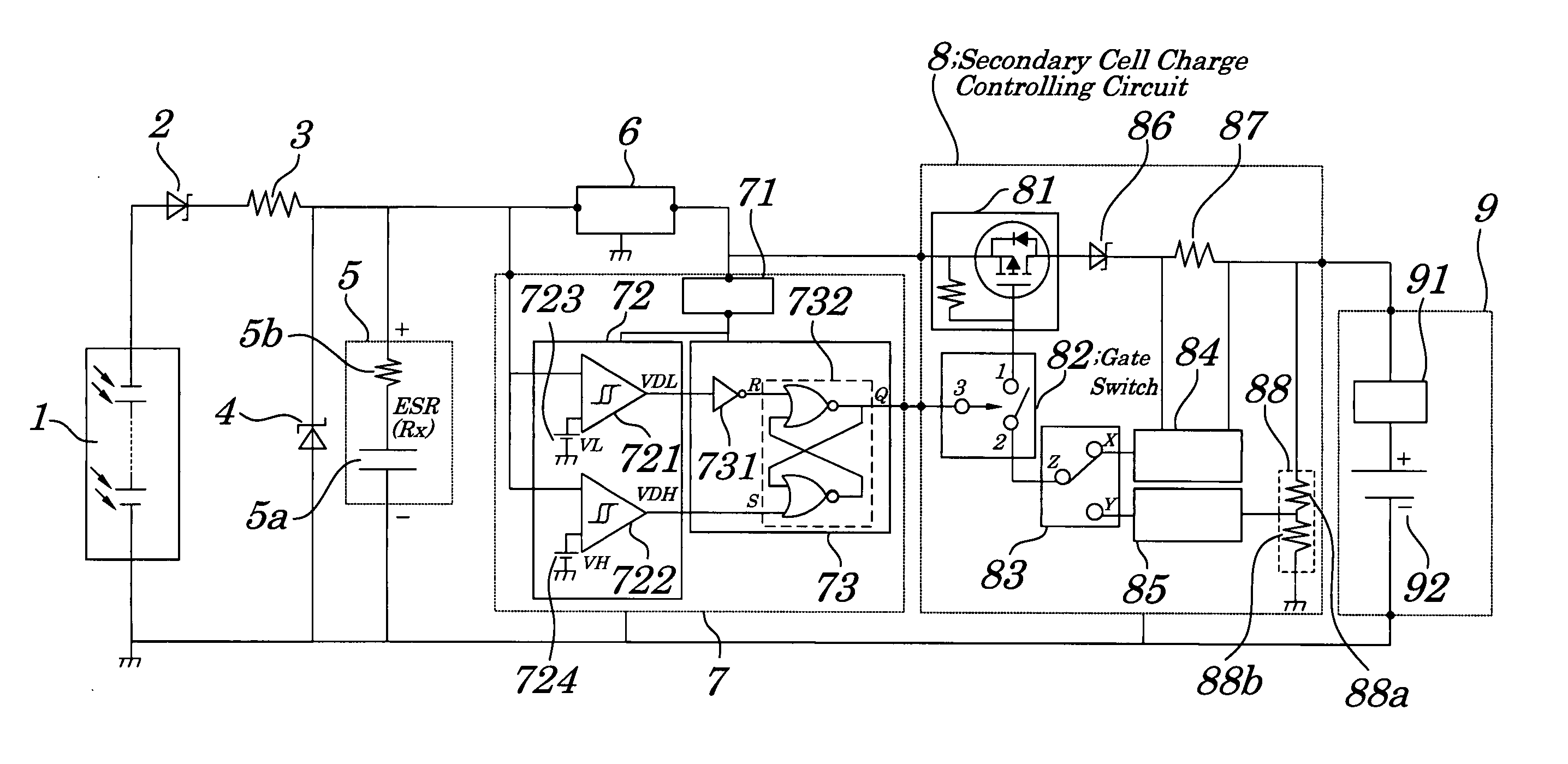 Power source device and charge controlling method to be used in same