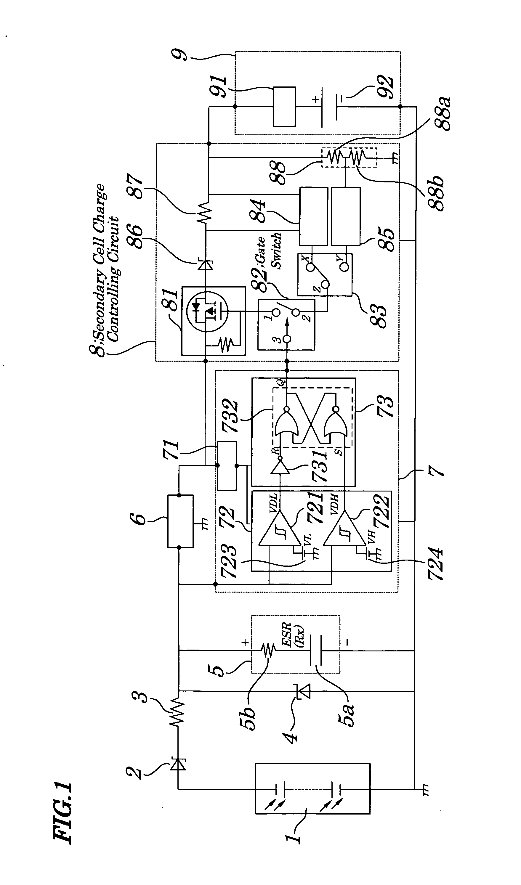 Power source device and charge controlling method to be used in same