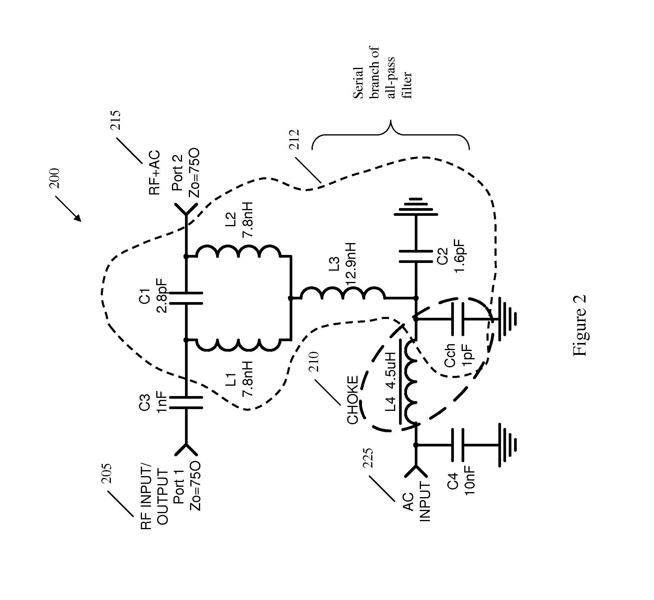 System and method for wideband high current RF choke network