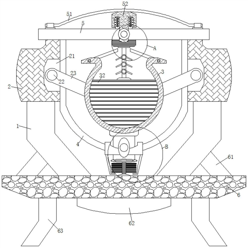 A falling material collection device for reducing pressure on pharmaceutical granules