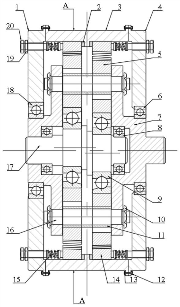 Less differential gear reducer with adjustable gap