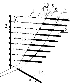 Anchor rod sheet pile combined structure and method for reinforcing high filling body on one side of slope