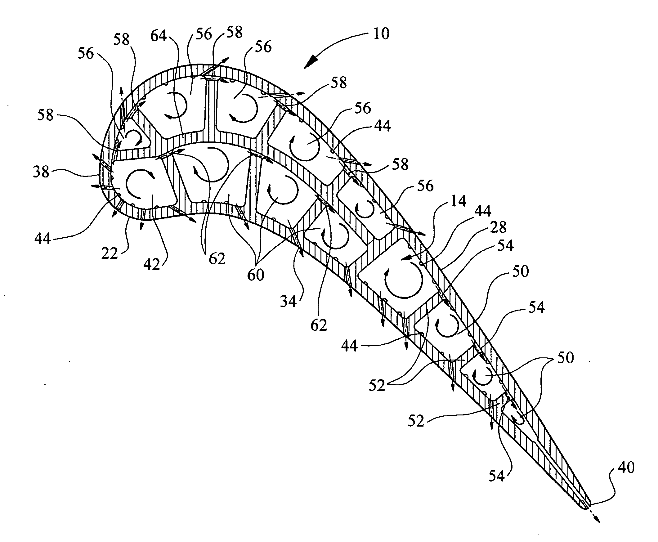 Vortex cooling system for a turbine blade