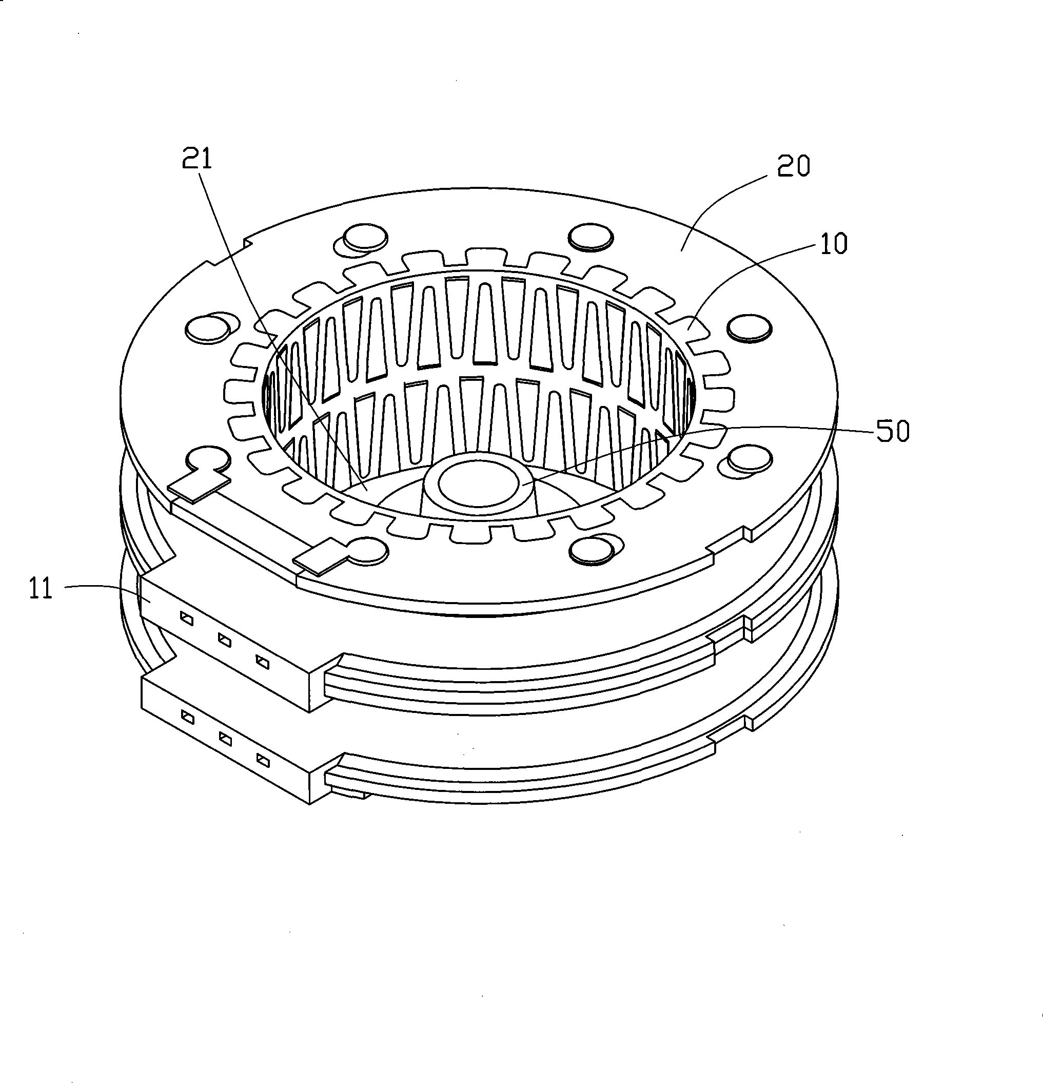 Motor stator construction and manufacturing method thereof