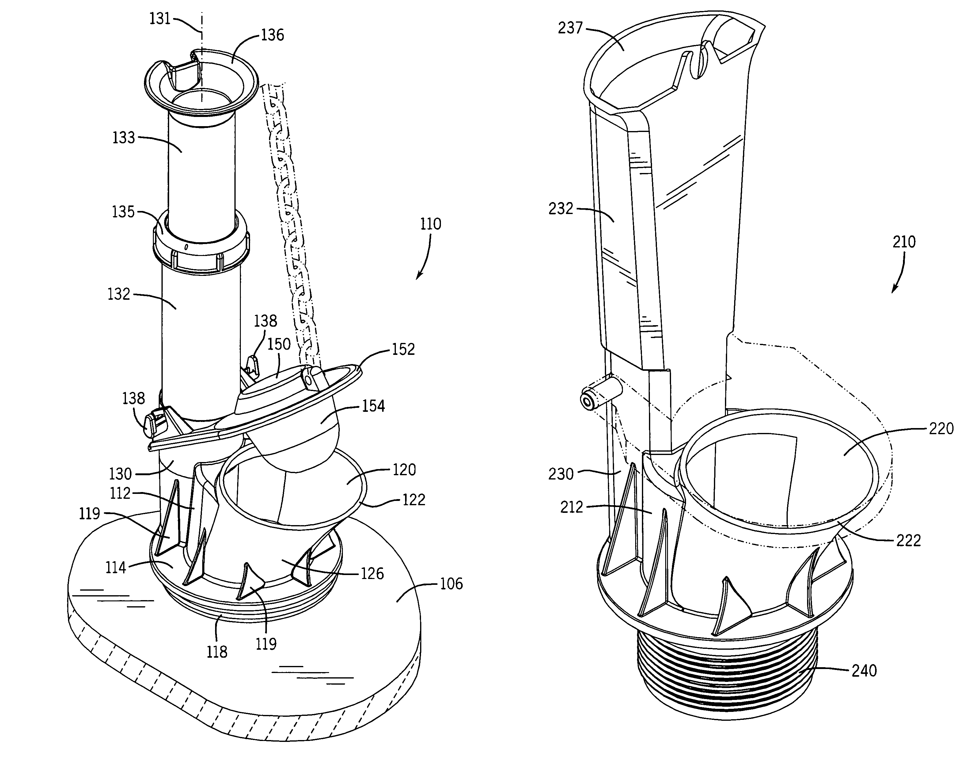 Offset outlet flush valve