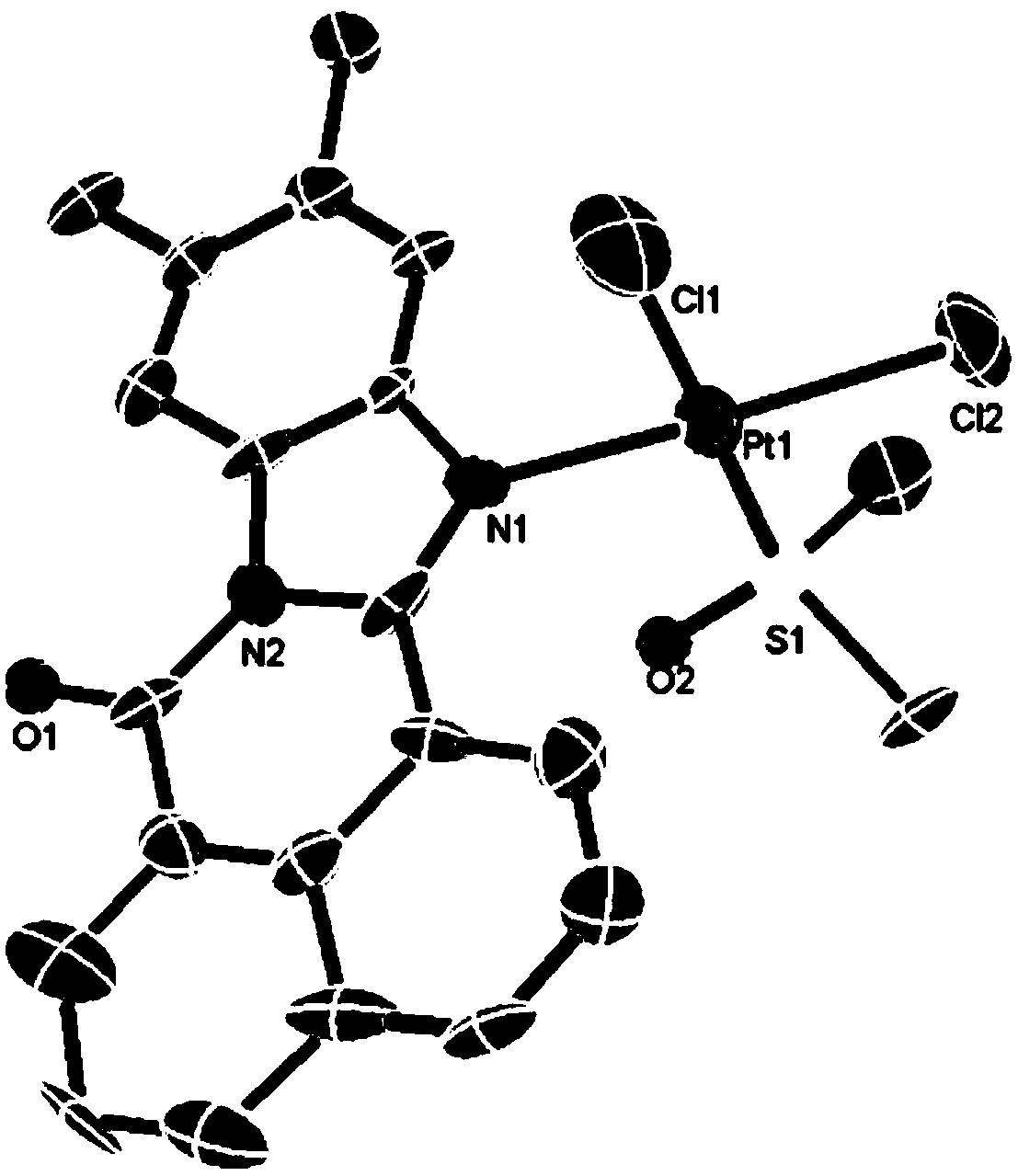 11, 12-dimethyl benzimidazole-1, 8-naphthalimide-platinum complex and preparation method and application thereof