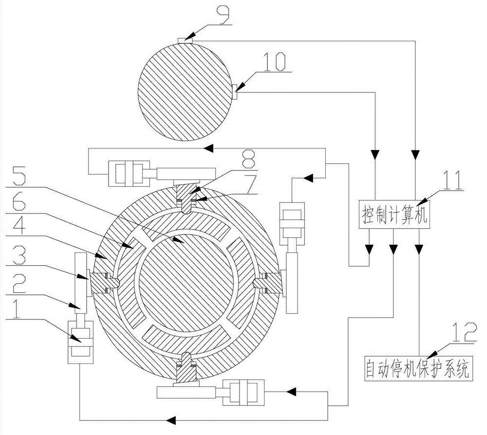 Online vibration control tilting-pad radial sliding bearing device