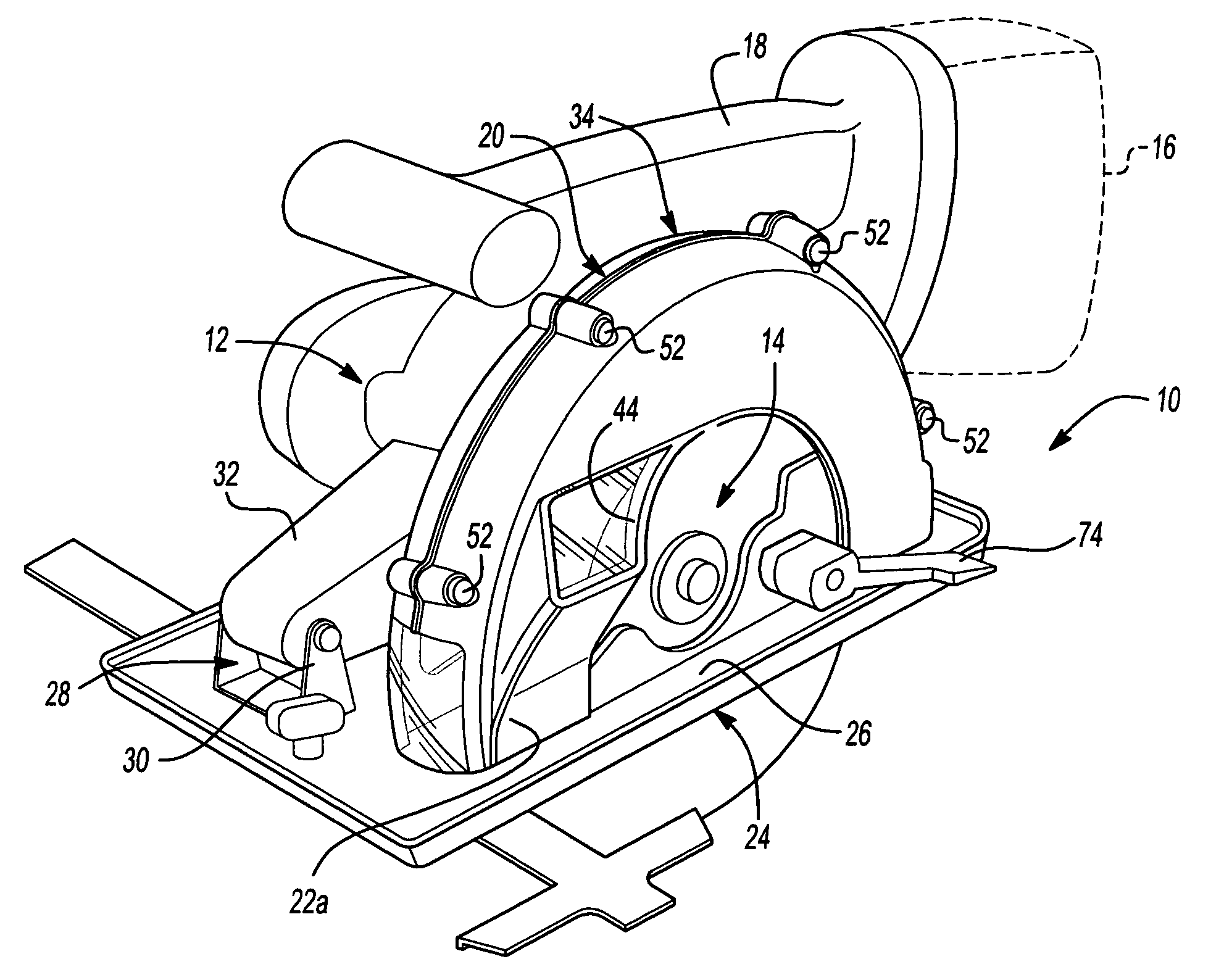 Metal cutting circular saw with integral sight window