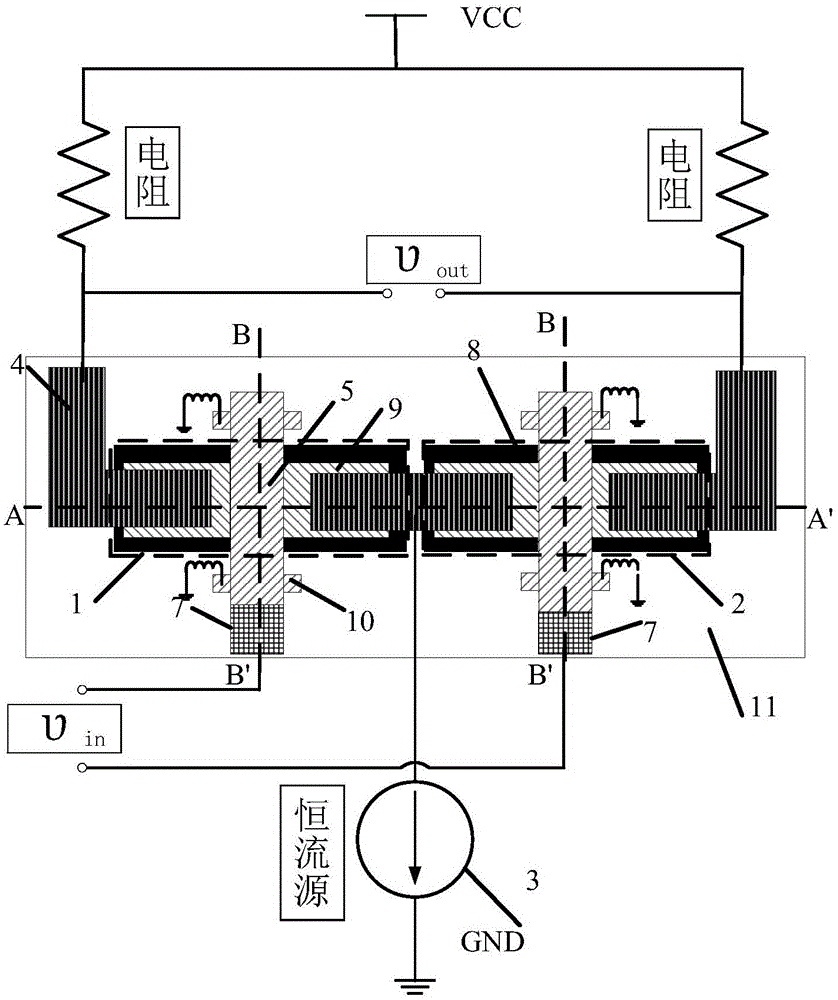 GaN-based low leakage current cantilever beam switch differential amplifier