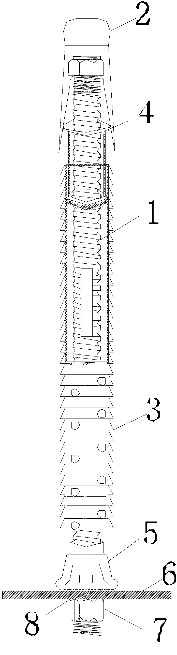 Novel expansion shell inverted wedge type grouting anchor rod