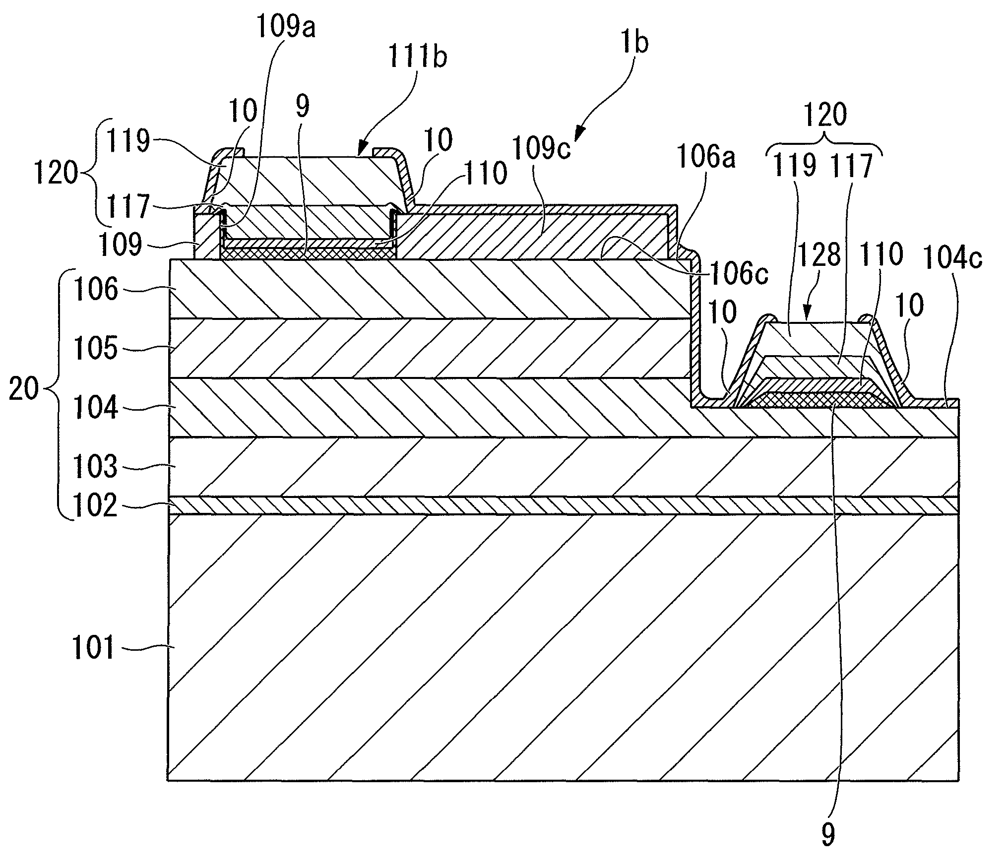 Semiconductor light-emitting element, electrode and manufacturing method for the element, and lamp