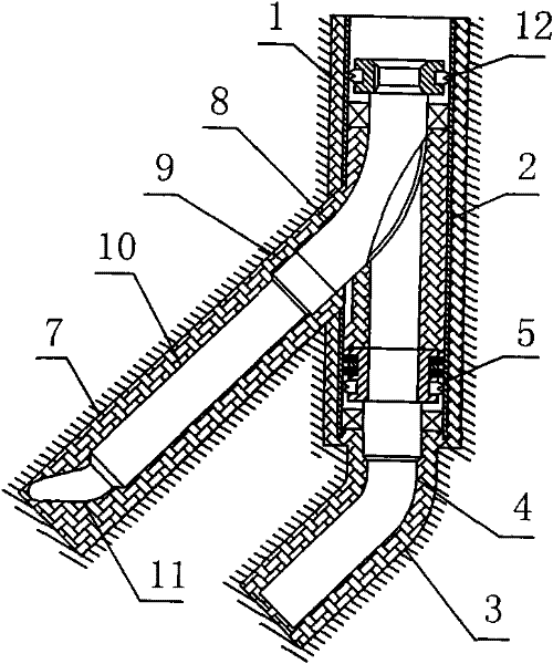 Well cementation and completion structure and process for cased branch well with temporarily-sealed opening