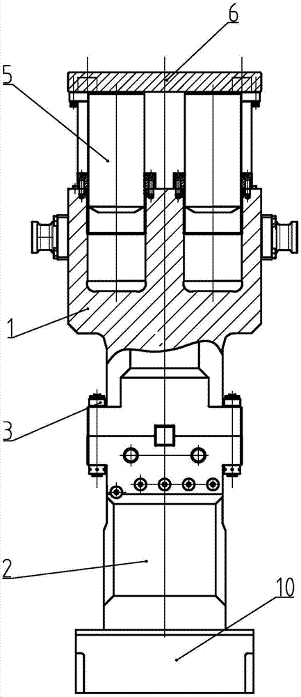 Heavy hydraulic four-hammer radial forging tool