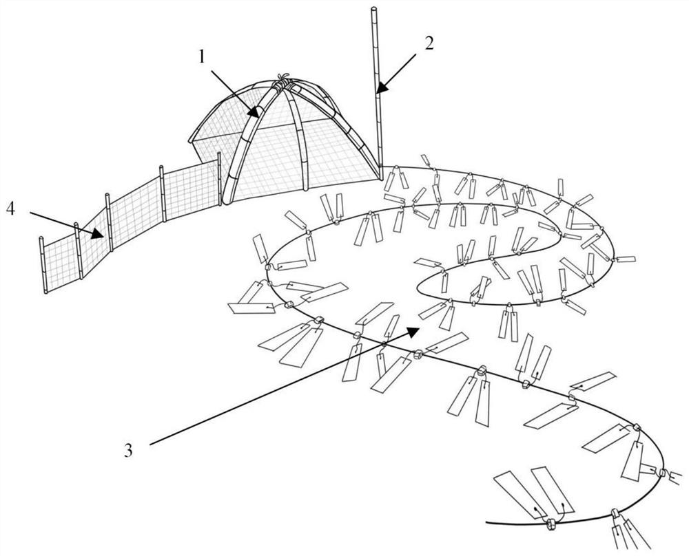 Small fish catching device for near-shore shallow water area and fish catching method of small fish catching device