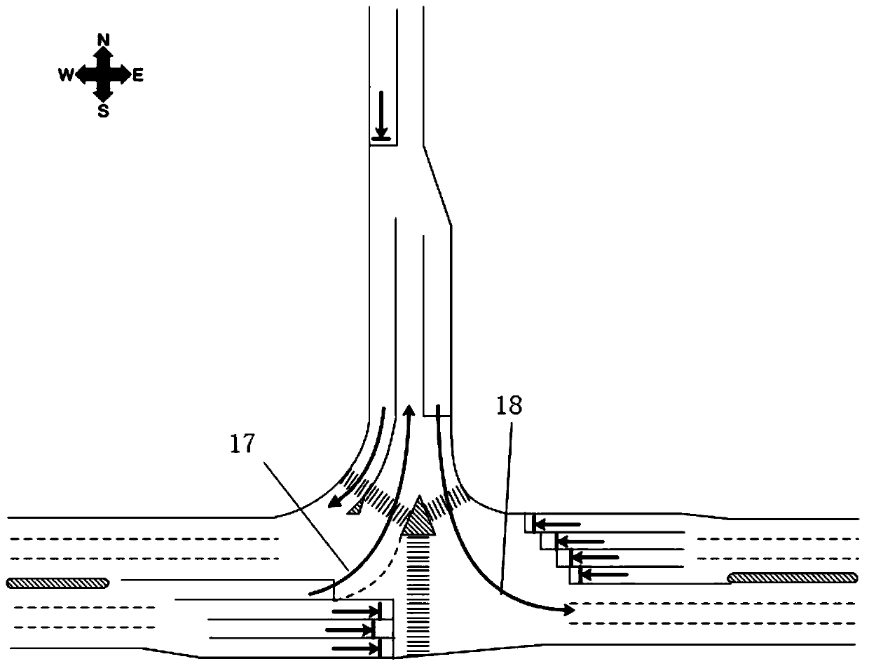 A three-way intersection and its lane-changing control method