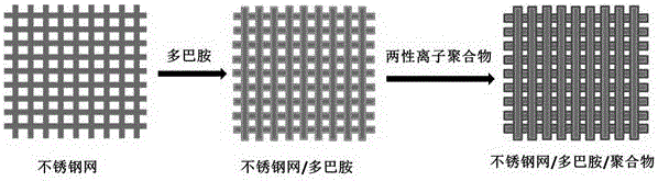 Method for preparing hydrophilic/oleophobic oil-water separation stainless steel net films