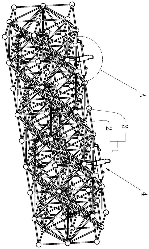 Large-span unequal-height steel structure net rack integral lifting temporary lifting point construction method