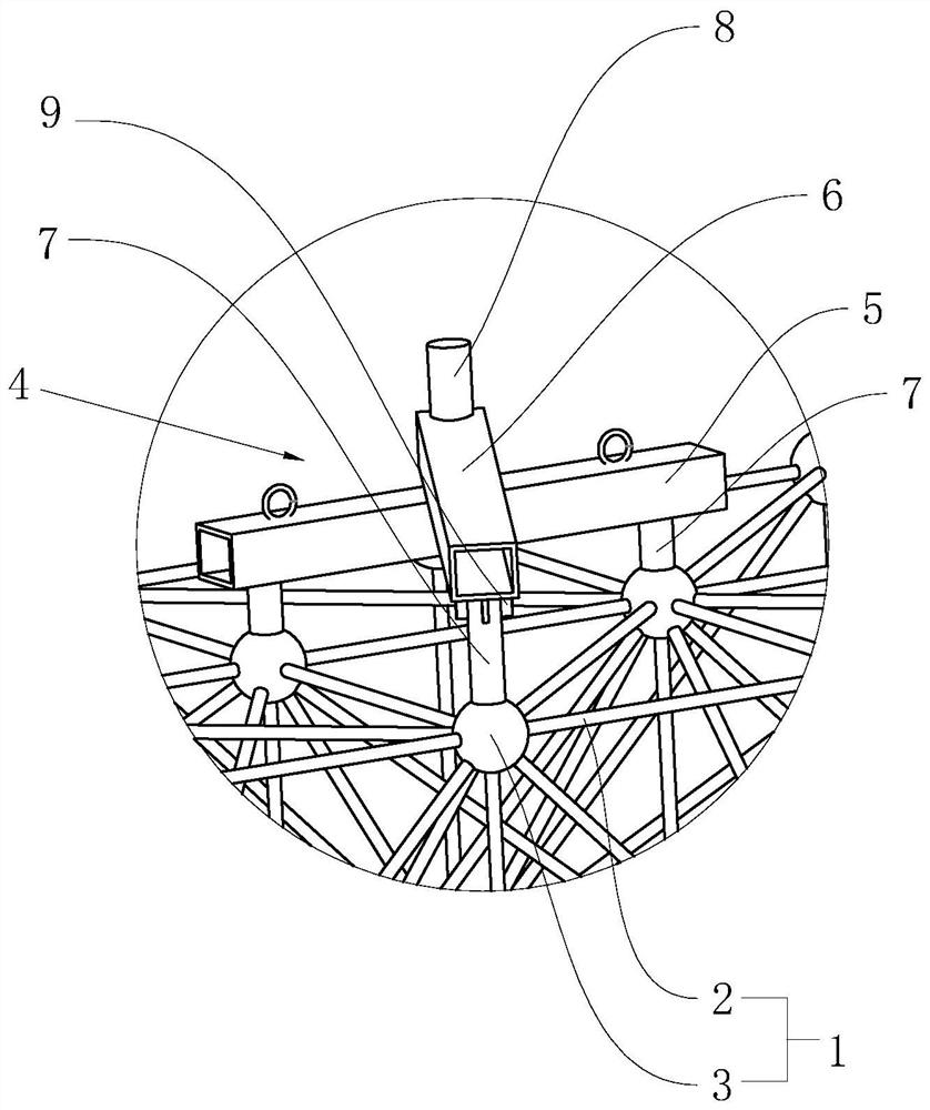 Large-span unequal-height steel structure net rack integral lifting temporary lifting point construction method