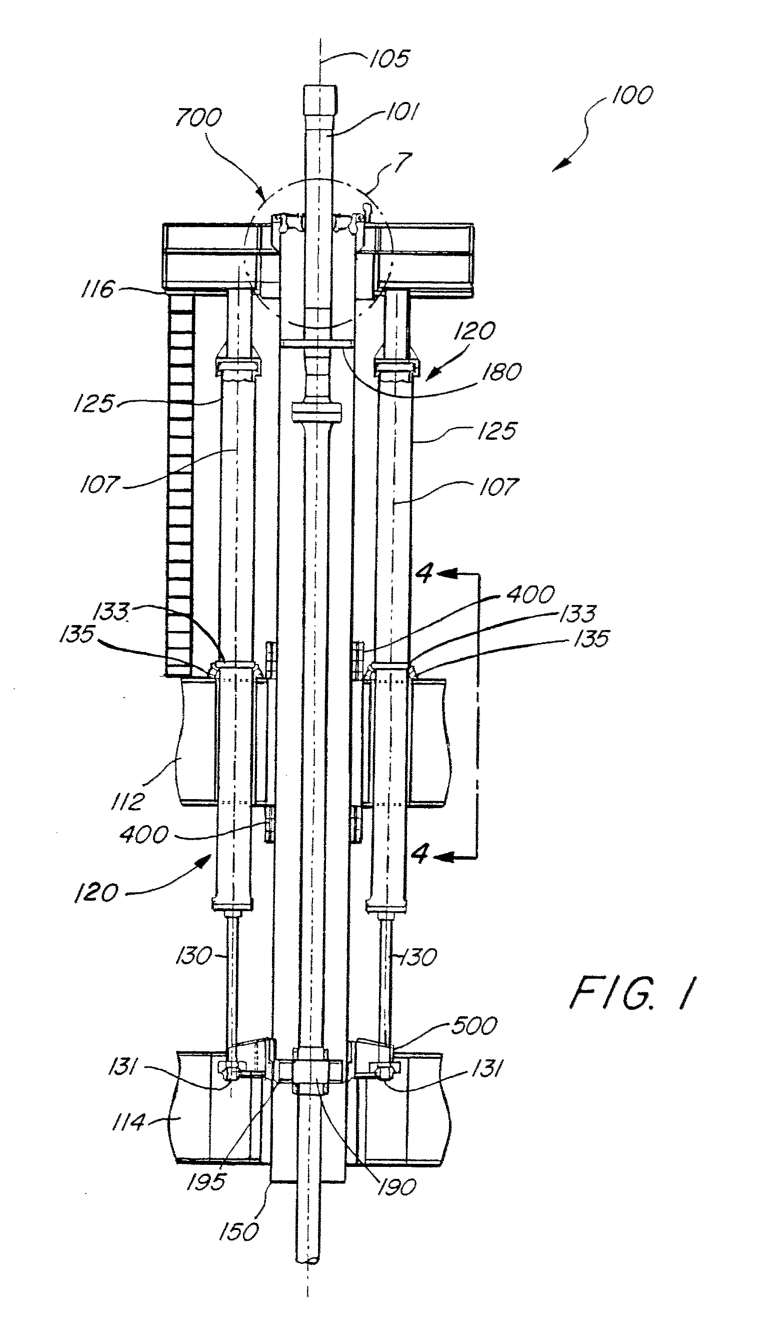 Pull-style tensioner system for a top-tensioned riser