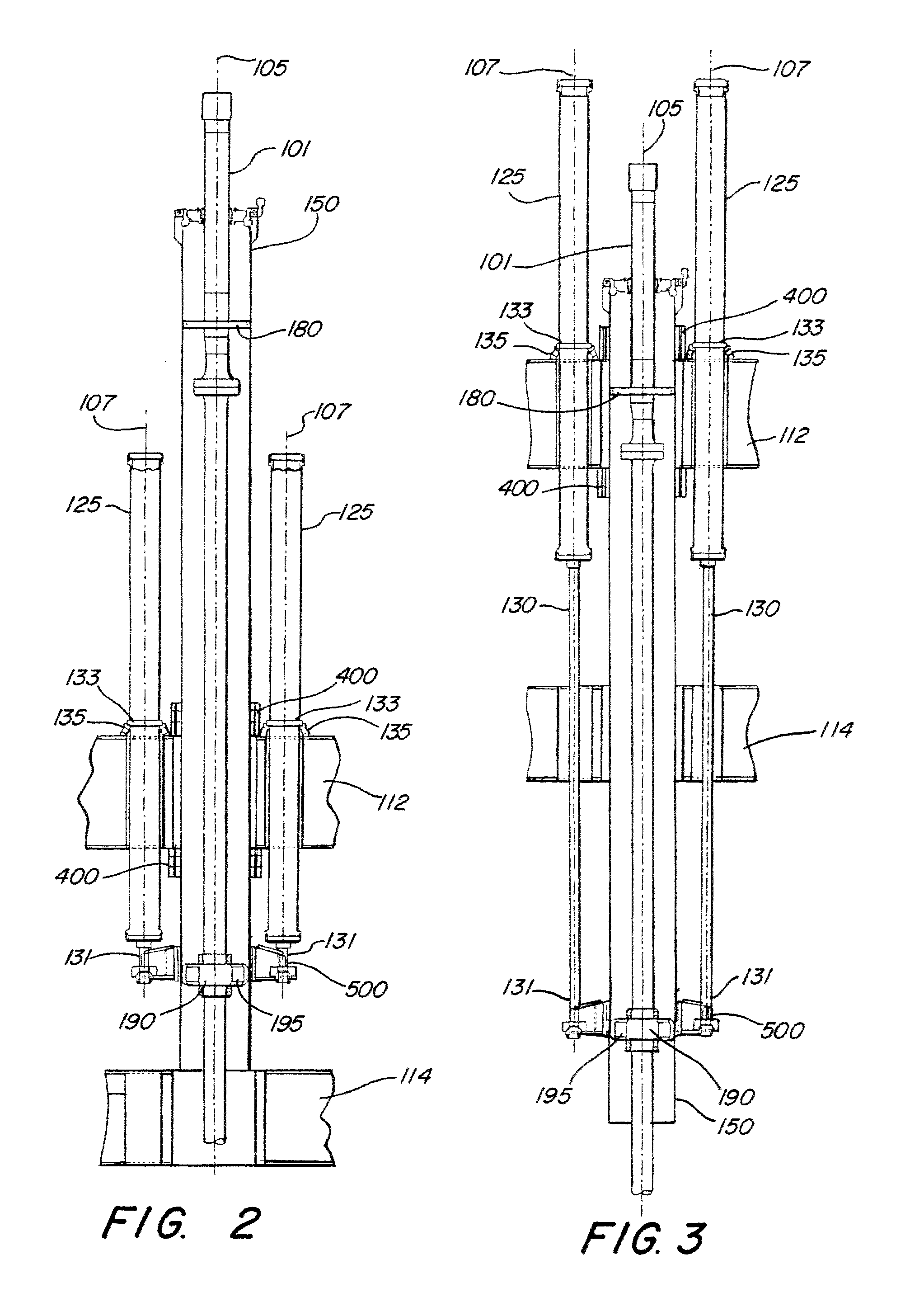 Pull-style tensioner system for a top-tensioned riser