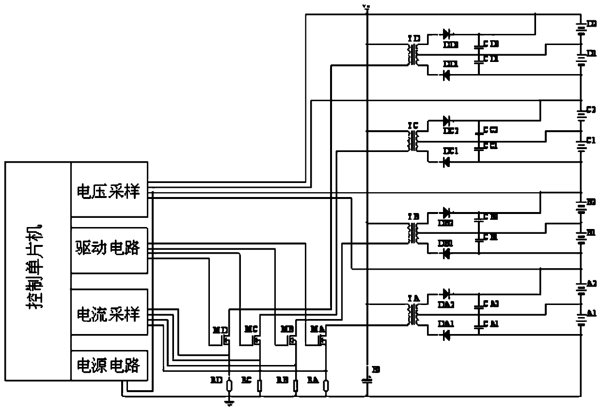 Active battery equalization circuit utilizing relevance of flyback transformer clamped by battery and control method thereof