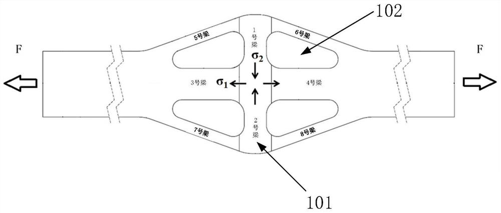 Uniaxial loading of a cylindrical working section to achieve a biaxial stress state test piece