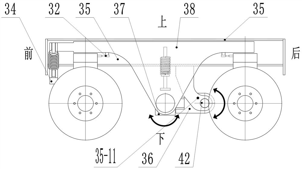 Narrow mine trackless vehicle power bogie and travel steering control system