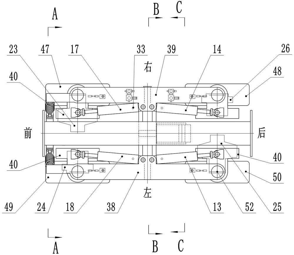 Narrow mine trackless vehicle power bogie and travel steering control system