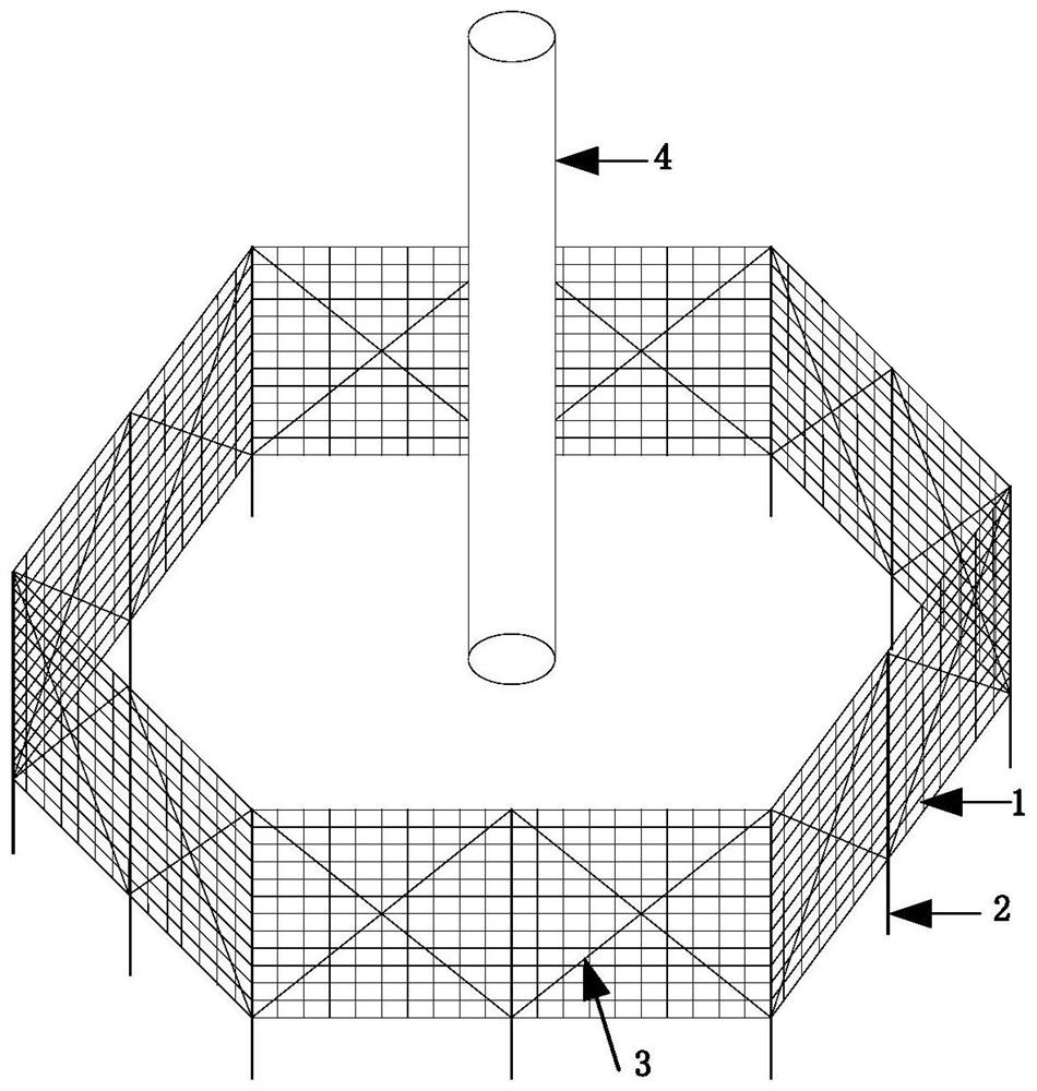 High vertical grid type offshore wind power foundation anti-scouring system and method