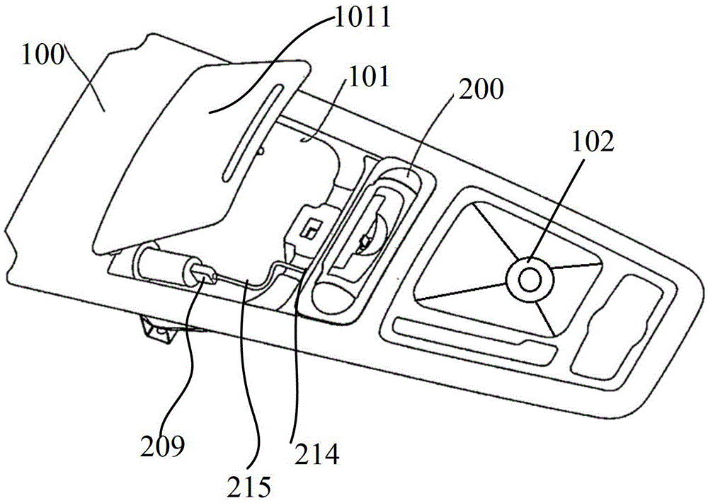 A charging device for a vehicle-mounted portable terminal and a vehicle center console