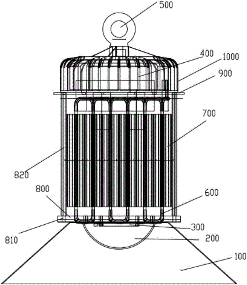 High-power LED lamp with pulsating heat pipe type honeycomb radiator and radiating method of high-power LED lamp