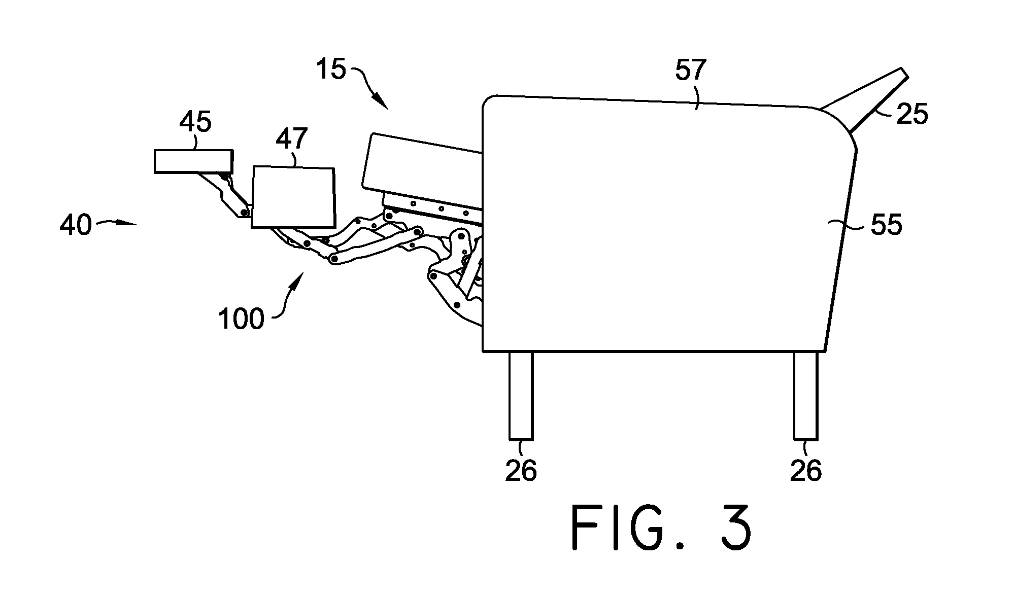 Zero-Wall Clearance Linkage Mechanism for a High-Leg Seating Unit