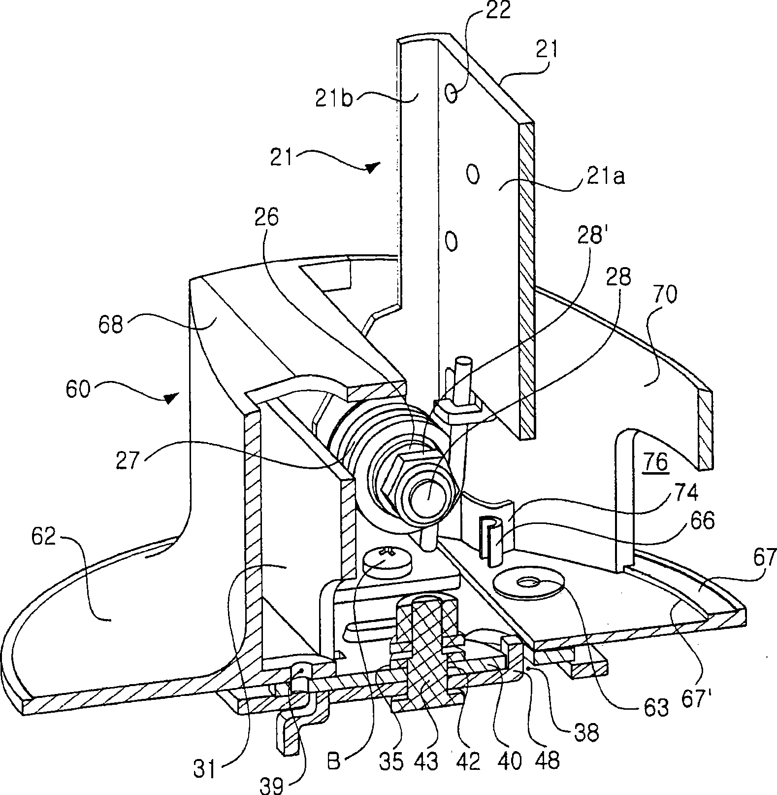 Electronic product hinge device and machine base device installed with hinge device