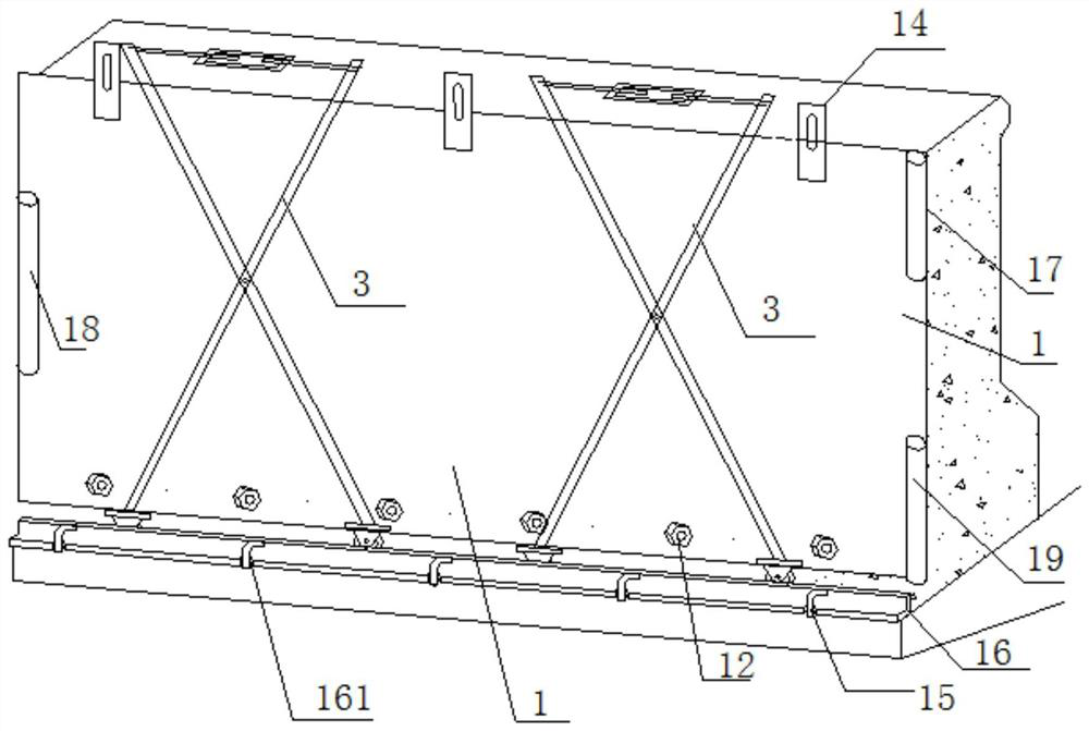 A bridge cast-in-place concrete anti-collision guardrail formwork construction device and construction method