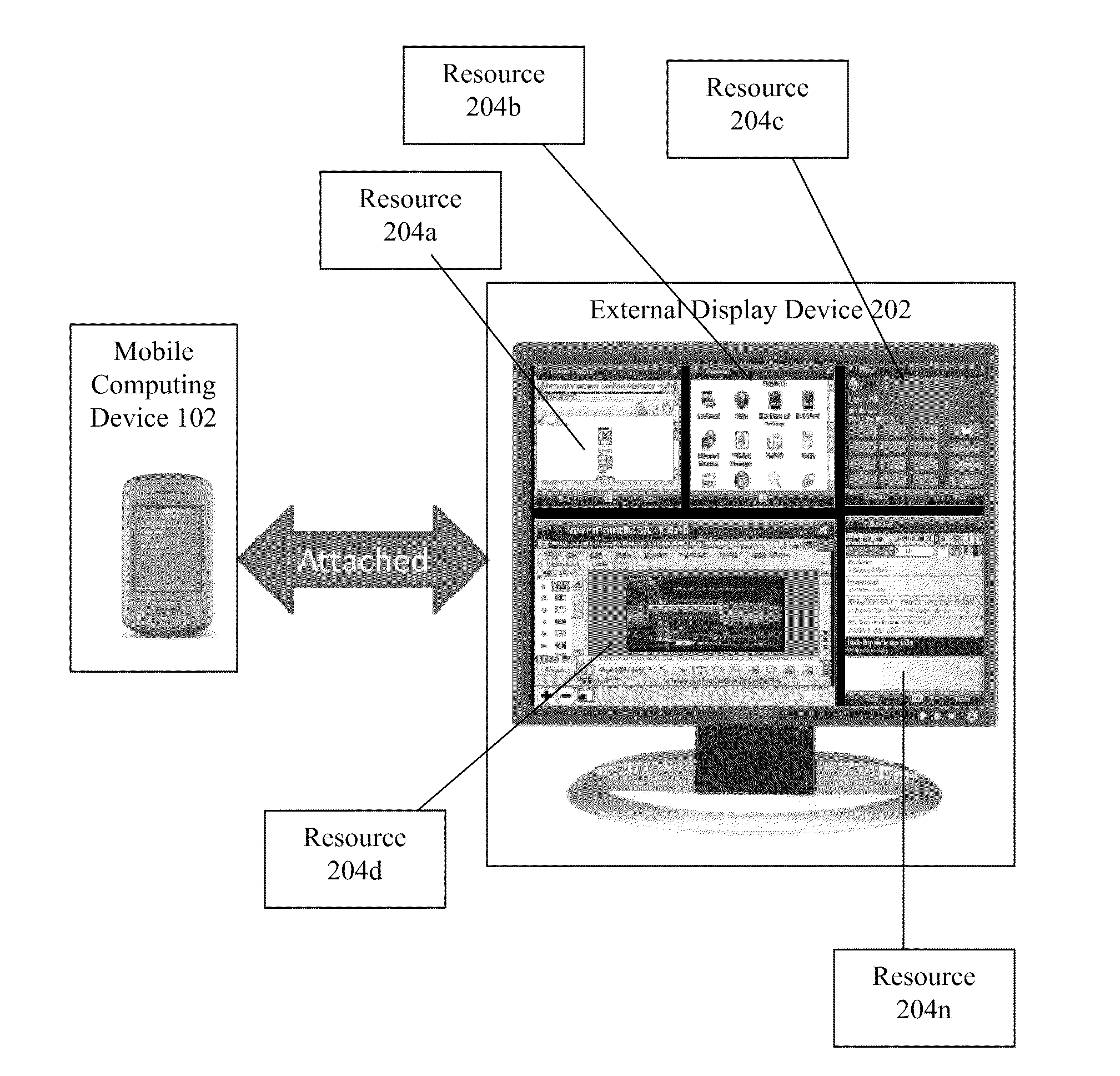 Methods and systems for using external display devices with a mobile computing device