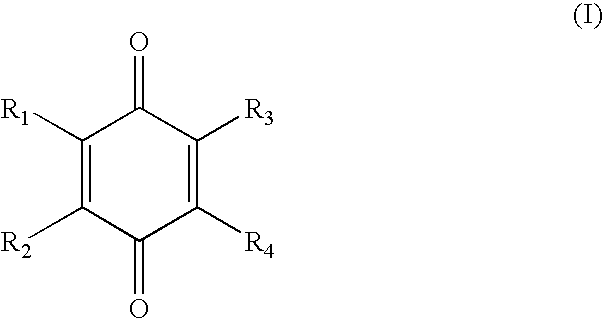 Silver-free black-and-white thermographic materials containing a benzoquinone and methods of imaging