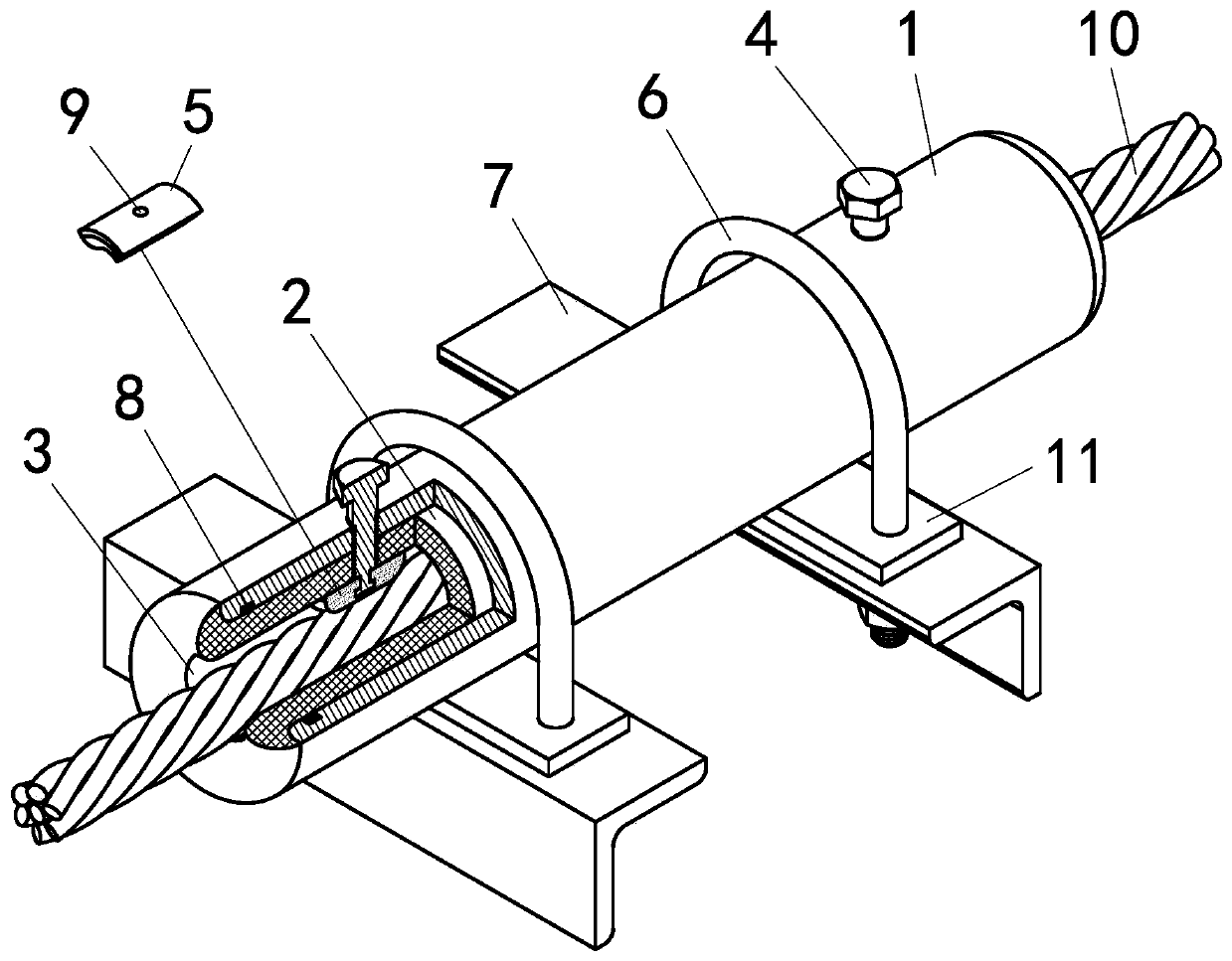 Threading cable fixing device