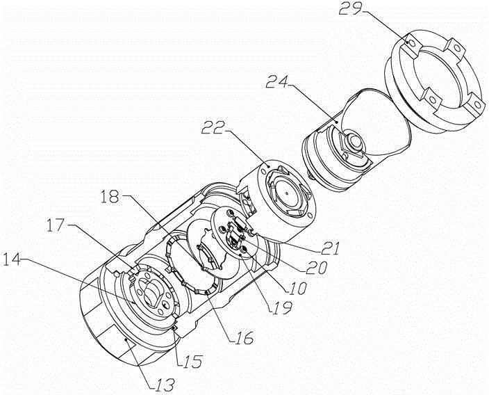 Flashlight for realizing multifunctional adjustment by rotation of head